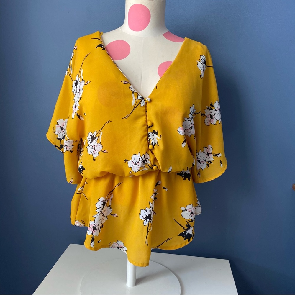 SIENNA SKY Mustard Yellow Button Up Blouse SMALL